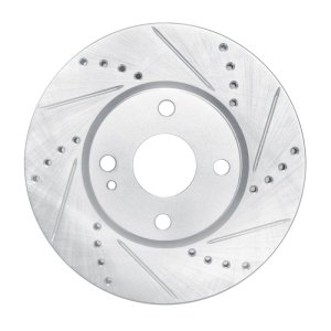 Mazda 2 Brake Rotor (1) - Front Right - R1 Concepts - Drilled & Slotted - Silver - `16-`25